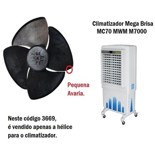 HELICE P/CLIMATIZADOR MEGA BRISA MC70 MWM M7000 M7P/M7J-4P F15,0MM G/A.H - *SALDAO PEQUENAS AVARIAS*-DIAM.50CM