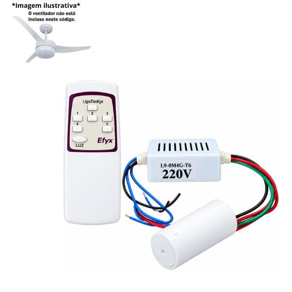 CONTROLE REMOTO P/VENTILADOR VENTI-DELTA EFYX LUNIK 220V - KIT MÓDULO TRANSM+RECEPTOR C/CAP-3FIOS 3,0UF 1,7+1,3MF