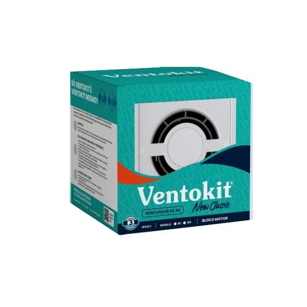 EXAUSTOR DE 10CM P/BANHEIRO RENOVADOR DE AR - P/ATÉ 05M2 KIT-BIV20W VAZAO-00080M3/H - VENTOKIT NEW CLASSIC C80 100MM