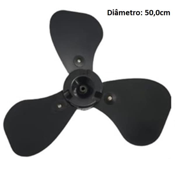 HÉLICE P/VENTILADOR DE 50CM 3PAS VENTISOL ANTIGO 2A GERAÇÃO COR PRETA E10,0MM PML-PONTA MEIA LUA - KIT C/4-ITENS FIXAR NA PRESSAO+TRAVA NA PONTA