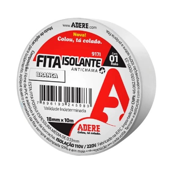 FITA ISOLANTE 18MMX10MT BRANCA - foto 1 de 2
