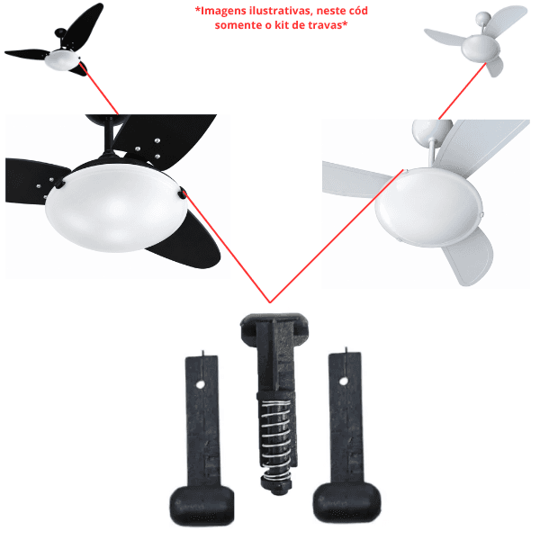GARRA TRAVA PLÁSTICA EMI PRETA 03UN-KIT C/02-FIXAS+1-MOVEL C/MOLA - P/LUMINÁRIA VENTILADOR VENTI-DELTA MAGNES VENTISOL SUNNY
