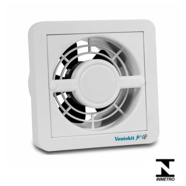 EXAUSTOR DE 15CM P/BANHEIRO RENOVADOR DE AR P/ATÉ 12M2 KIT-BIV40W VAZAO-00280M3/H 150MM VENTOKIT NEW CLASSIC C280 150MM AXIAL