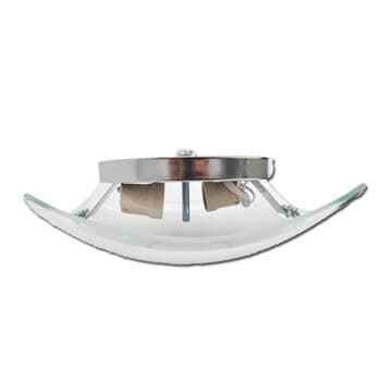 LUMINARIA PLAFON P/VENTILADOR BRUXELAS BASE METAL CROMADA 1-VIDRO EXT.FOSCO QD B.CRISTAL ANTI-INSETOS + 1-VIDRO INT.REDONDO MENOR