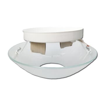 LUMINARIA PLAFON P/VENTILADOR BRUXELAS BASE METAL BRANCA 1-VIDRO EXT.FOSCO RD ANTI-INSETO + 1-VIDRO INT.REDONDO MENOR - foto 1 de 4