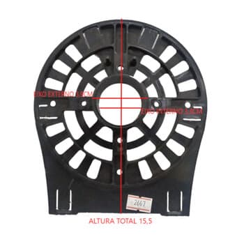 TAMPA DIANTEIRA P/VENTILADOR VENTISOL MX 50/60 + POWER 70CM PRETA - ANEL FRONTAL 0173 PLAST MX C/ROSCA P/PORCA DA GRADE - SEM PINO