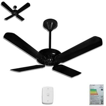 Ventilador de Teto Ventmar Comercial Super Ciclone 110V135W10,0Uf Apolo Iv Preto 4Pás AL-Preta Chave Reversăo - P/área Gourmet S/luminária -Consum-A