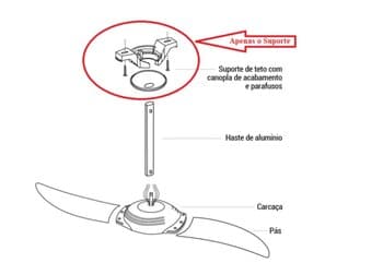 SUPORTE P/FIXAR P/VENTILADOR DE TETO SPIRIT - PLÁSTICO PRETO - *SEM DEMAIS PARTES