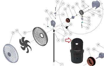 CACHIMBO GARFO SUPORTE ARTICULADOR BASCULANTE P/VENTILADOR DÔMINA 50/60CM PRETO - FORQUILHA DE FIXACAO DO MOTOR P/VENTILADOR DE COLUNA OU MESA DOMINA