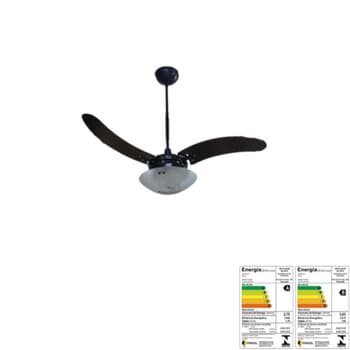 VENTILADOR DE TETO VENTI-DELTA LIGHT COR PRETA 110V 3PÁS FACĂO TABACO - LUSTRE CLEAN BRUXELAS ONIX ANTI-INSETO VIDRO RED.FOSCO - CHAVE 3VELOCIDADES