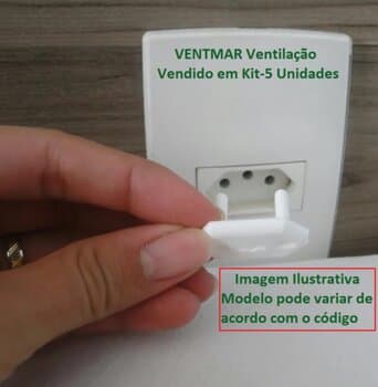 Protetor de Tomada Elétrica - Branco Plástico Encaixe Modelo Novo Padrăo NBR - Kit c/5Unidades - Tampa Protetora de Tomada Evite Choques