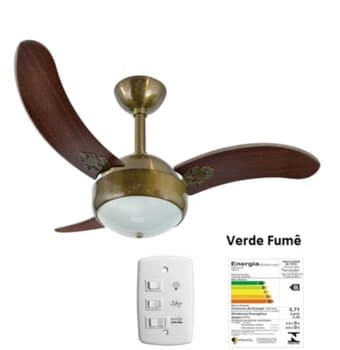 VENTILADOR DE TETO RIOPRELUSTRES MAX 1007 VERDE FUME 110V LUMINARIA P/2-LUZ CHAVE 3VELOCIDADES - INFINITY MAX1007 VERDE FUME