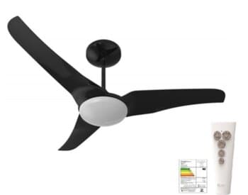 VENTILADOR DE TETO ALISEU SLIM 110V06,0UF 130W PRETO LUM.LED12W 6000K LUZ BRANCA - CONTROLE REMOTO C/CAP.10UF - foto 1 de 5