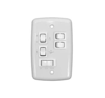 CHAVE P/VENTILADOR DE TETO R3LUZ 3VEL C/CAP.09,0UF 3,0+6,0MF C/REVERSĂO + 3-TECLAS LUZ - P/VENTI-DELTA LUNIK EFYX PRIMAVERA SPIRIT 110V