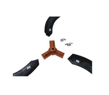 HÉLICE DE 100CM P/VENTILADOR DE 1-METRO SOLASTER DAL-MORO GOAR - KIT C/4-ITENS 1-CUBO/CENTRO+3-PÁS - FURO-16,0MM PRETO LARANJA - CHAVETA 0,5MM