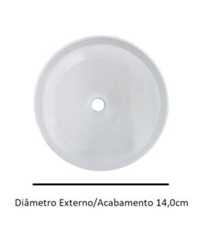 CANOPLA PLÁSTICA SUPERIOR P/VENTILADOR DE TETO CICLONE COR BRANCA - ENCAIXE EM HASTE 2,0CM - DIÂMETRO EXTERNO/ACABAMENTO 14,0CM