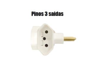 Pino Multiplicador de Tomada TĘ 10A 3Pinos 10A X 3 sáidas X 3P 10A - Modelo Especial Năo cobre o Interruptor quando tem no mesmo Ponto