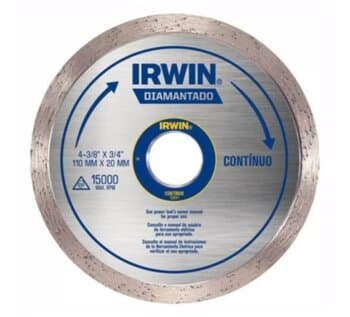 Disco de Corte Diamantado Liso 4.1/2 - 4-3/8" x 3x4 - 110mm x 20mm 15.000rpm/max - Disco Contínuo