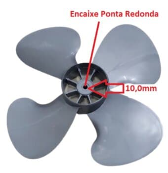 HELICE DE 50CM P/VENTILADOR LOREN SID 50CM 4PÁS PRATA/CINZA PRD ENCAIXE E-10,0MM TURBO M1 50CM - PONTA REDONDA ENCAIXE 10,0MM COM TRAVA TRASEIRA