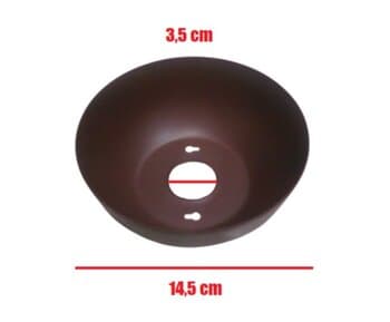 CANOPLA DE ALUMINÍO DE TETO SUPERIOR - DIAM 14,5CM - ENCAIXE HASTE 3,5CM COR PRETA