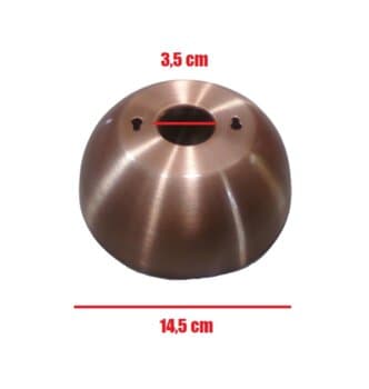 CANOPLA DE ALUMINÍO DE TETO SUPERIOR COBRE PEÇA - DIAM 14,5CM - ENCAIXE HASTE 3,5CM - foto 1 de 4