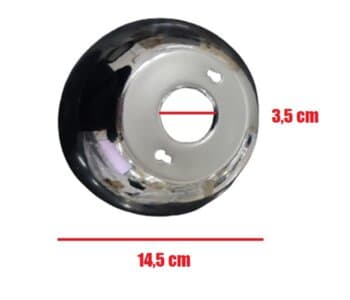 CANOPLA DE ALUMINÍO DE TETO SUPERIOR - DIAM 14,5CM - ENCAIXE HASTE 3,5CM