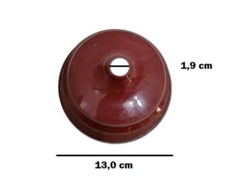 CANOPLA PLÁSTICA SUPERIOR P/VENTILADOR DE TETO ARGE - COR VINHO - DIÂMETRO 13CM - ENCAIXE EM HASTE 1,9CM