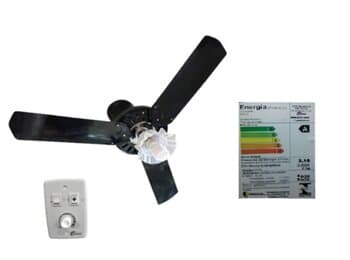 VENTILADOR DE TETO VENTMAR SUPER CLN 110V10,0UF 130W MERIDIONAL PRETO 3PAS ALU PRETAS LUM.1-TULIPA PL FLOR - CHAVE ROTATIVA - CONSUMO A/B