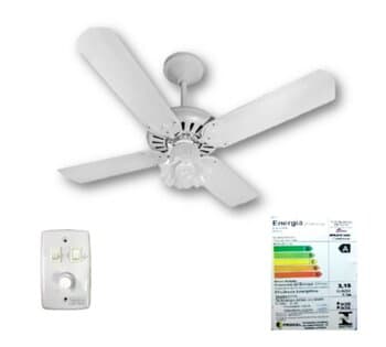 VENTILADOR DE TETO VENTMAR SUPER CLN 220V03,0UF 130W MERIDIONAL BRANCO 4PAS ALU BRANCAS LUM.1-TULIPA PL FLOR CHAVE ROTATIVA - CONSUMO A/B - foto 1 de 4