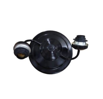 PLAFON P/LUMINÁRIA DE VENTILADOR DE TETO - MODELO ATHENAS SUPORTE EM METAL PRETO C/2SOQUETES P/2LÂMPADAS - SEM TULIPAS
