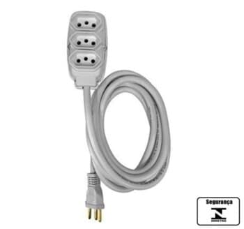 EXTENSĂO ELÉTRICA 3TOMADAS 3X2,50MM 5METROS - 2P+T X 3 TOMADA 3P20A BRANCA ILUMI