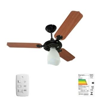 VENTILADOR DE TETO LOREN SID LUMI MOTOR M2 110V 127W PRETO 3PAS MDF MOGNO CHAVE 3VEL CAP.10,0UF + MOTOR MAIOR
