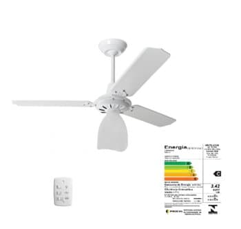 VENTILADOR DE TETO LOREN SID LUMI MOTOR M2 110V 127W BRANCO 3PAS MDF BRANCAS CHAVE 3VEL CAP.10,0UF + MOTOR MAIOR