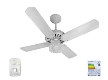 VENTILADOR DE TETO VENTMAR SUPER CLN 110V10,0UF 130W MERIDIONAL BRANCO 4PAS ALU BRANCAS LUM.1-TULIPA PL FLOR CHAVE ROTATIVA - CONSUMO A/B
