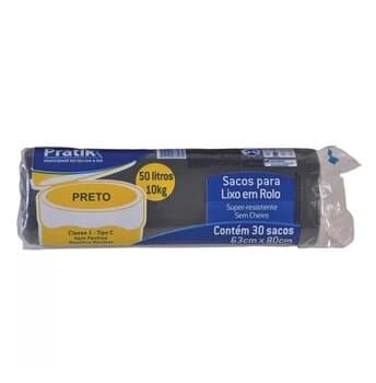 SACO LIXO ROLO PTO 050LT PACOTE C/30 UNIDADES
