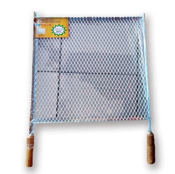 Espeto Grelha Grill Multiuso Zincada L45XC50CM Cabos de Madeira - Norpar