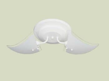 LUMINARIA PLAFON P/VENTILADOR ARIZONA ARGE LUMINA 2-VIDROS BORDA CRISTAL BASE METAL BRANCA 2-SOQ.E27 P/2-LAMP.ATE 15W