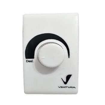 CHAVE P/VENTILADOR DELTA VENTURA 50/60CM - CONTROLE DE VELOCIDADE ROTATIVO BIV C/DIMER ATÉ 0200W - COMPACTA CAIXA FUNDO BRANCA 7X8CM