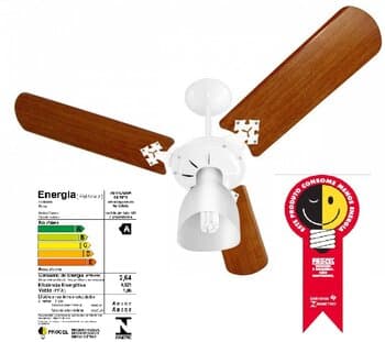 VENTILADOR DE TETO VENTI-DELTA SUPER LIGHT 110V10,0UF 130W BRANCO 3PAS MDF MOGNO 1LUZ CHAVE 3VELOCIDADES - CONSUMO A