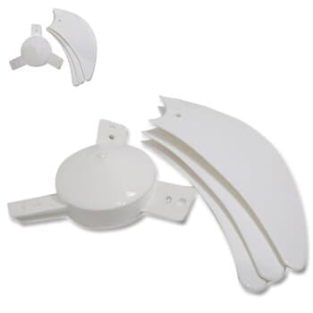 HELICE DE 65CM VENTILADOR VENTI-DELTA SUPER 65CM 3PAS BRANCA - ENCAIXE 10,0MM PONTA MEIA LUA S/TRAVA TRASEIRA KIT C/04-ITENS 1-CENTRO/CUBO+3-PAS