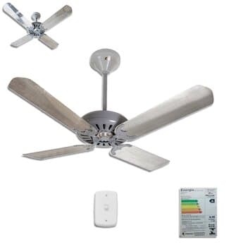 Ventilador de Teto Ventmar Comercial Super Ciclone 110V135W10,0Uf Apolo Iv Cinza 4Pás Alumínio Chave Reversăo - P/área Gourmet S/luminária - Consumo A