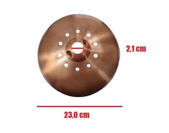 CANOPLA INFERIOR SUPERIOR P/VENTILADOR DE TETO VOLARE - ALUMÍNIO COR COBRE EXTRA GRANDE - DIAM EXT.23,0CM - ENCAIXE HASTE 2,2CM