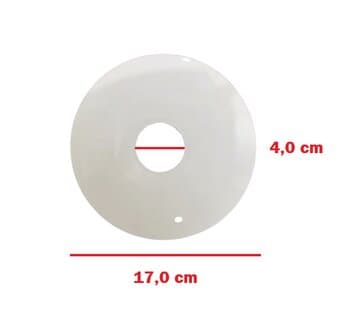 CANOPLA SUPERIOR VENTILADOR DE TETO VENTI-DELTA EFYX LUNIK - BRANCA - C/FURO P/SENSOR CONTROLE REMOTO DELTA - DIÂM.EXT.16,5CM - ENCAIXE EM HASTE 3,9CM