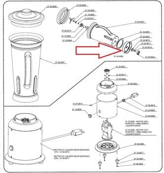 Base do Copo Triturador do Liquidificador Tron 1,5/2,0LT - Apenas a Base Plástica cor Preta - SEM Mancal, SEM Eixo e SEM Lâminas