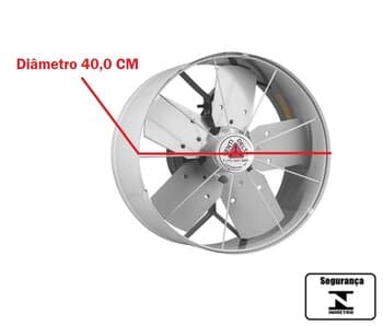 EXAUSTOR DE 40CM VENTI-DELTA 110V130W USO COMERCIAL - ALTA VAZAO-04200M3H B/RPM-1600 1/4CV - CINZA 5PAS C/CHAVE REVERSAO