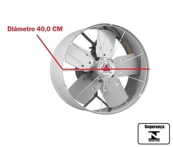 EXAUSTOR DE 40CM VENTI-DELTA 220V130W USO COMERCIAL - ALTA VAZAO-04200M3H B/RPM-1600 1/4CV - CINZA 5PAS C/CHAVE REVERSAO