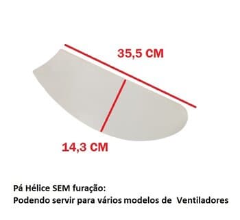 PÁ Helice p/Ventilador de Teto MDF Tuba Fly cor Branca -*Vendida p/Unidade - Sem/Furacao Serve p/Varias Marcas: Arge Ciclone Loren Sid Tron Venti-Delta Volare, etc... - *SEM/FURAÇĂO
