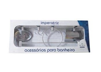 KIT DE ACESSORIOS P/BANHEIRO COM 5 PECAS METAL CROMADO - 5 PECAS IMPERATRIZ