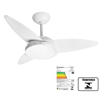 VENTILADOR DE TETO TRON NEW LYKAN 110V 130W COR BRANCA 3PÁS PL LUMINÁRIA LED24W 6000K LUZ BRANCA CHAVE 3VEL - LINHA LED