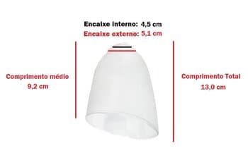 GLOBO TULIPA DE VIDRO VERONA PATA DIAGONAL FOSCA - P/LUMINÁRIA VENTILADOR DE TETO - ENC.INTERNO 04,00CM / EXTERNO 05,10CM * VENDIDA P/UNIDADE